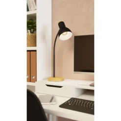 Candeeiro de mesa com braço flexível em metal e madeira VERADAL EGLO 98831