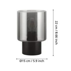 Candeeiro de Mesa com Cilindro de Vidro Preto Fumado GOROSIBA EGLO 33984
