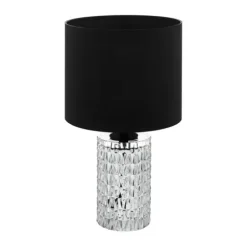 Candeeiro de Mesa com Cilindro de Vidro e Abajur Preto SAPUARA EGLO 39979