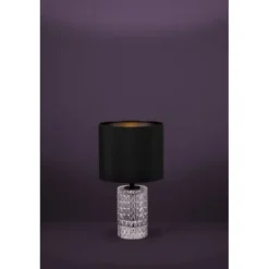 Candeeiro de Mesa com Cilindro de Vidro e Abajur Preto SAPUARA EGLO 39979