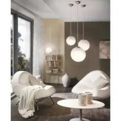 Candeeiro de Mesa com Esfera de Vidro Opalino Branco RONDO EGLO 85264