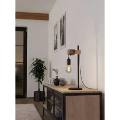 Candeeiro de Mesa com Madeira de Pinho e Metal TOWNSHEND EGLO 43515