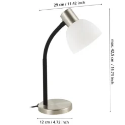 Candeeiro de Mesa com Pé em Níquel Mate e Vidro Branco MACERE EGLO 901061