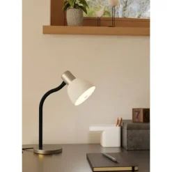 Candeeiro de Mesa com Pé em Níquel Mate e Vidro Branco MACERE EGLO 901061
