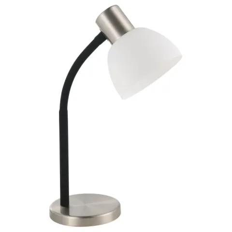Candeeiro de Mesa com Pé em Níquel Mate e Vidro Branco MACERE EGLO 901061