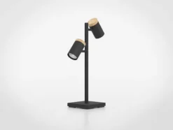 Candeeiro de Mesa com Projetores Ajustáveis Preto e Madeira CARTAGENA EGLO 390069