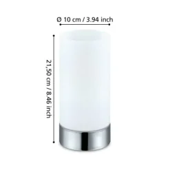 Candeeiro de Mesa com Vidro Acetinado Branco e Base Cromada DAMASCO 1 EGLO 95776