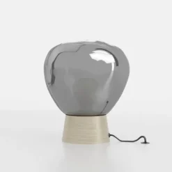 Candeeiro de Mesa com Vidro Fumado e Base em Madeira MAGACELA EGLO 390321