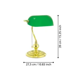 Candeeiro de Mesa em Aço Latão e Vidro Verde BANKER EGLO 90967