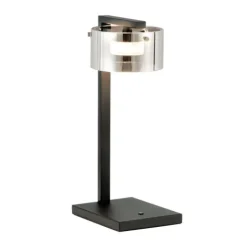 Candeeiro de Mesa LED com Base de Metal Preto e Vidro Fumado COPILLOS EGLO 39877