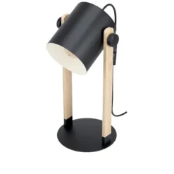 Candeeiro de Mesa Preto-Creme e Madeira HORNWOOD EGLO 43519