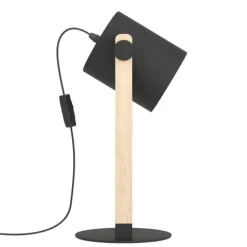 Candeeiro de Mesa Preto-Creme e Madeira HORNWOOD EGLO 43519