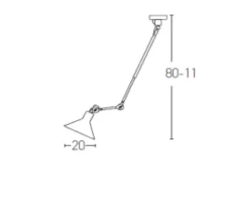 Candeeiro de Parede 1L STEEL BLACK PZA19219 Zambelis preto