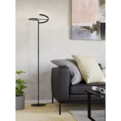 Candeeiro de Pé CASTELPOTO EGLO - Aço Preto, LED 3000K, Dimmer Tátil, 180cm 901972
