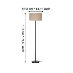 Candeeiro de pé com base metálica preta e abajur de linho natural FENIGLIA EGLO 900862