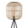 Candeeiro de pé com base tripé e abajur em bambu natural BORDESLEY EGLO 43219
