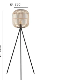 Candeeiro de pé com base tripé e abajur em bambu natural BORDESLEY EGLO 43219