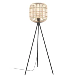 Candeeiro de pé com base tripé e abajur em bambu natural BORDESLEY EGLO 43219