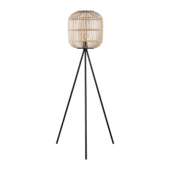 Candeeiro de pé com base tripé e abajur em bambu natural BORDESLEY EGLO 43219