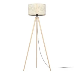 Candeeiro de Pé com Base Tripé em Madeira e Cúpula em Tecido Branco HONTONGAS EGLO 390326