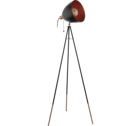 Candeeiro de pé com base tripé em metal preto e cobre CHESTER EGLO 49386
