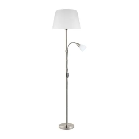 Candeeiro de pé com estrutura metálica níquel fosco e abajur branco CONESA EGLO 95686