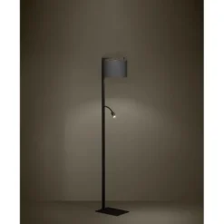 Candeeiro de pé com luz de leitura ajustável em tecido preto FOLIGNO EGLO 390068