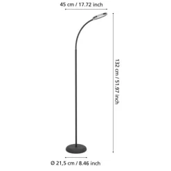 Candeeiro de pé com pescoço flexível e LED regulável LAURO EGLO 902176