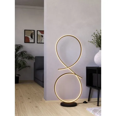 Candeeiro de pé LED com design curvo preto e branco SERPINS EGLO 901271