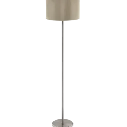 Candeeiro de Pé MASERLO com Abajur Taupe e Base Níquel Mate 95171