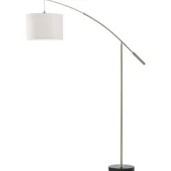 Candeeiro de Pé NADINA com Braço Extensível e Abajur em Tecido Branco 92206