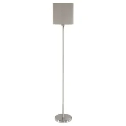 Candeeiro de Pé PASTERI com Base Níquel Mate e Abajur Taupe 95167