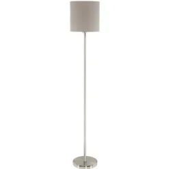 Candeeiro de Pé PASTERI com Base Níquel Mate e Abajur Taupe 95167