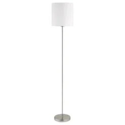 Candeeiro de Pé PASTERI com Base Níquel Mate e Abajur Branco 95164