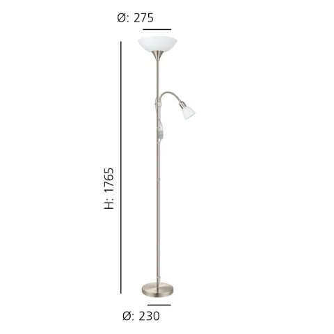 Candeeiro de Pé UP 2 EGLO com Luz de Leitura Flexível e Iluminação Indireta 82842