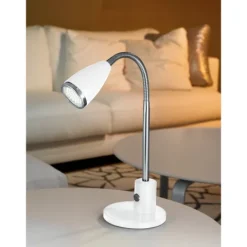Candeeiro de secretária LED com Pescoço Ajustável Branco e Cromo FOX EGLO 92872