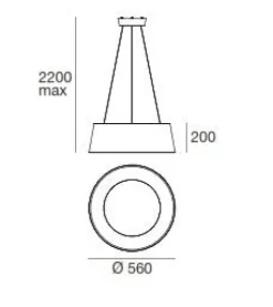 Candeeiro de Tecto Oxygen Preto LED Ø560mm Stilnovo 8090