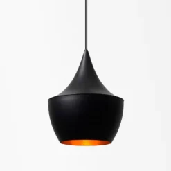 Candeeiro De Tecto Suspenso Aveiro Preto e Dourado Ø30CM
