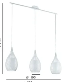 Candeeiro de Tecto Suspenso Branco com Vidro Opalino RAZONI EGLO 94388