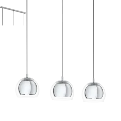 Candeeiro de Tecto Suspenso Cromado com Vidro Transparente ROCAMAR EGLO 94593