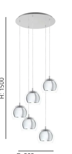 Candeeiro de Tecto Suspenso Eglo Rocamar 1 Cromado 98596 Ø 585mm