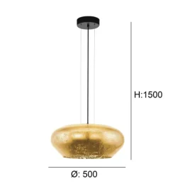Candeeiro de Tecto Suspenso Eglo Priorat 39595 Dourado Ø500mm