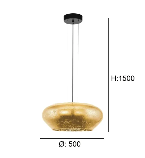 Candeeiro de Tecto Suspenso Eglo Priorat 39595 Dourado Ø500mm