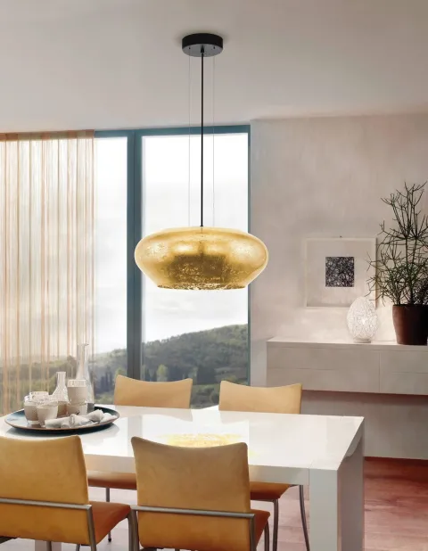 Candeeiro de Tecto Suspenso Eglo Priorat 39595 Dourado Ø500mm