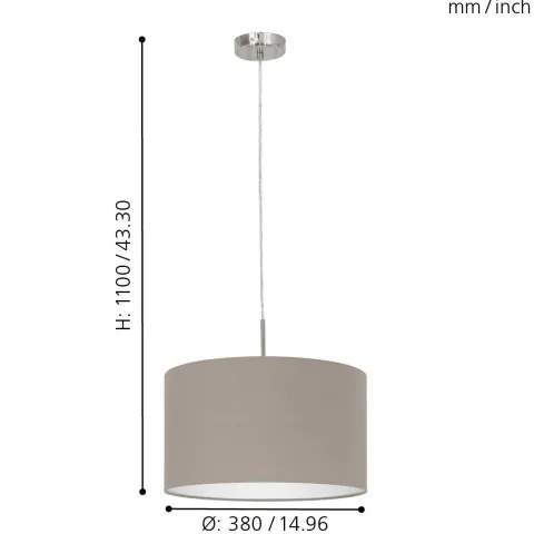 Candeeiro de Tecto Suspenso Eglo Pasteri Toupeira Ø380mm 31572