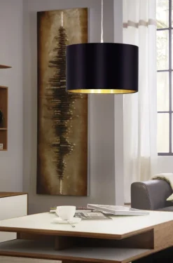 Candeeiro de Tecto Suspenso Eglo Maserlo Preto/Dourado Ø380mm 31599