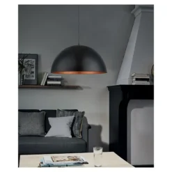 Candeeiro de Tecto Suspenso Eglo Gaetano 1 Preto e Cobre Ø53cm 94938