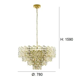 Candeeiro de Tecto Suspenso Eglo Calmeilles Dourado 39614 Ø780mm