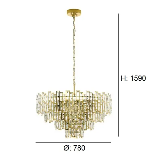 Candeeiro de Tecto Suspenso Eglo Calmeilles Dourado 39614 Ø780mm