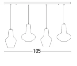 Candeeiro de Tecto Suspenso 4L GLASS CHROME PZA17151 zambelis